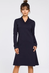 Sukienka trapezowa z bawełnianej dzianiny granatowa