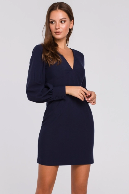 Elegancka sukienka mini z głębokim dekoltem V granatowa