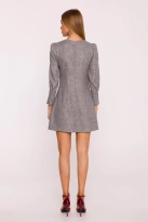 Elegancka sukienka tweedowa trapezowa mini szara