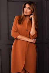 Sukienka marynarka elegancka żakietowa asymetryczna brązowa