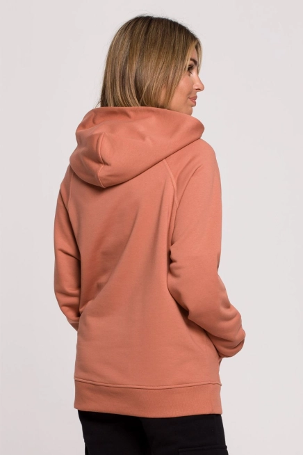 Bluza z kapturem kangurek ceglasta bawełna premium