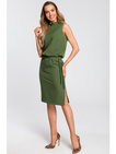 M423 Elegancka sukienka z rozcięciem na plecach - zielona