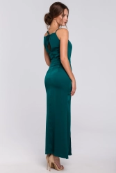 Sukienka wieczorowa na wesele halter neck zielona satyna
