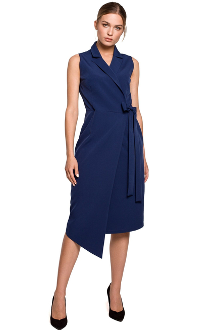 Sukienka marynarka na lato bez rękawów asymetryczna żakietowa granat