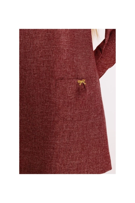 Elegancka sukienka tweedowa trapezowa mini bordowa