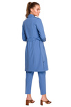 S294 Płaszcz z paskiem wiązanym - niebieski