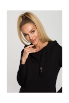 Sukienka sportowa jak długa bluza z kapturem czarna bawełna premium