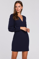 Elegancka sukienka mini z głębokim dekoltem V granatowa