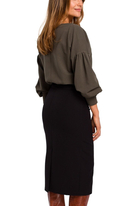 Spódnica ołówkowa midi z szerokim pasem w talii dopasowana czarna