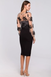 Wieczorowa ekskluzywna ołówkowa sukienka z koronką czarna