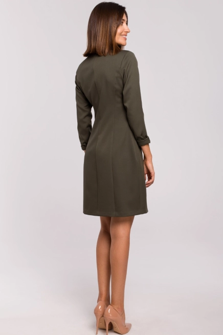 Elegancka sukienka marynarka biznesowa do pracy khaki