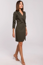 Elegancka sukienka marynarka biznesowa do pracy khaki