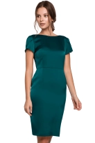 Sukienka wieczorowa błyszcząca z dekoltem na plecach zielona