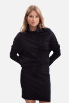 Bawełniana ołówkowa sukienka z dzianiny zbluzowana czarna