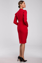 Sukienka elegancka kopertowa sukienka midi z marszczeniami czerwona