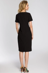 Sukienka elegancka z marszczeniami taliowana czarna