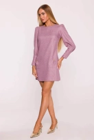 Elegancka sukienka tweedowa trapezowa mini różowa