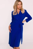 Elegancka sukienka ołówkowa kopertowa z wiązaniem chabrowa