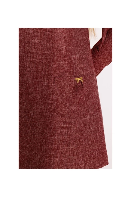 Elegancka sukienka tweedowa trapezowa mini bordowa