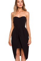 Sukienka koktajlowa ołówkowa asymetryczna dołem gorsetowa czarna