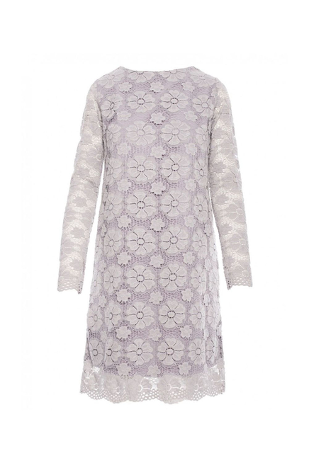 Sukienka na wesele koronkowa trapezowa midi szara