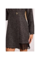 Elegancka sukienka tweedowa trapezowa kopertowa czarna