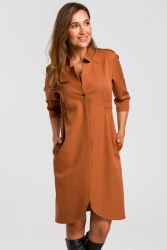 Sukienka marynarka elegancka żakietowa asymetryczna brązowa