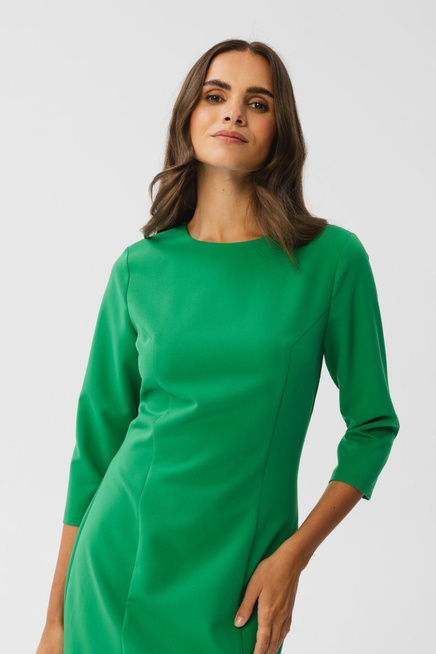 Elegancka sukienka ołówkowa z rozcięciem zielona