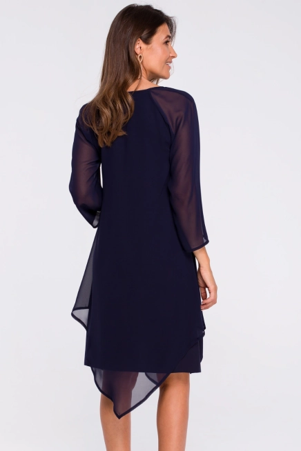 Sukienka wieczorowa oversize szyfonowa asymetryczna boho granat