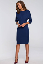 Sukienka elegancka ołówkowa z kimonowymi rękawami taliowana granatowa