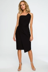 Sukienka wieczorowa ołówkowa z gorsetem asymetryczna czarna