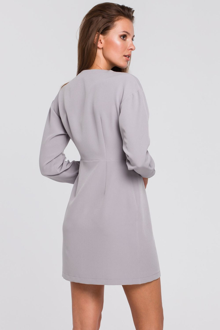 Sukienka elegancka kopertowa asymetryczna mini szara