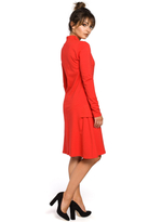 Sukienka trapezowa z dekoltem V bawełniana czerwona dzianina