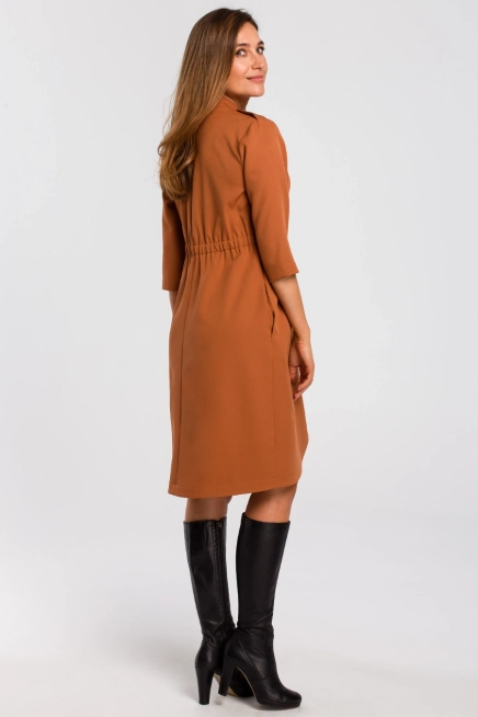 Sukienka marynarka elegancka żakietowa asymetryczna brązowa
