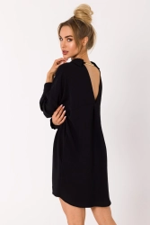 Sukienka koszulowa z dekoltem V na plecach czarna