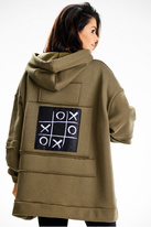 Bluza damska oversize z kapturem bawełna premium khaki