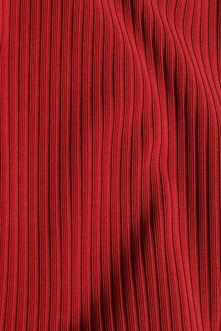 Sukienka dzianinowa długa dopasowana z rozcięciem czerwona