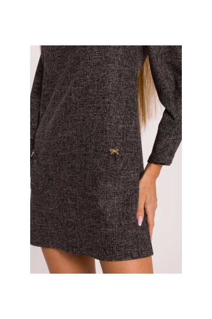 Elegancka sukienka tweedowa trapezowa mini czarna