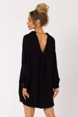 Sukienka koszulowa z dekoltem V na plecach czarna