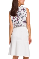 Elegancka spódnica ołówkowa midi z falbaną ecru kremowa z wiskozą