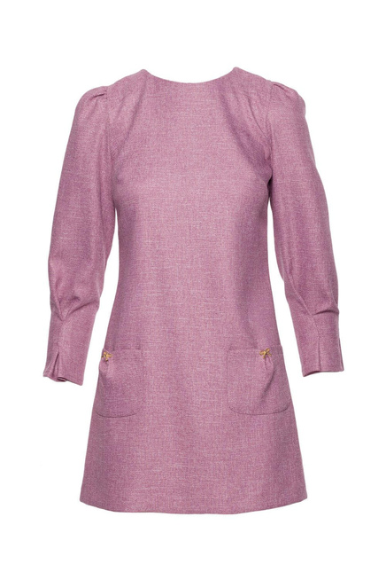 Elegancka sukienka tweedowa trapezowa mini różowa