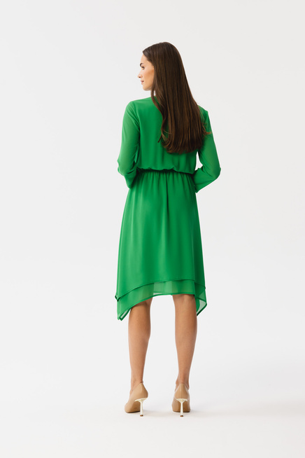 Elegancka zwiewna sukienka szyfonowa wizytowa zielona
