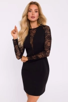 Sukienka wieczorowa mini z koronkowymi rękawami czarna