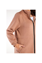 Długa bluza z kołnierzem zapinana na zamek beż