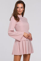 Elegancka sukienka mini z kontrafałdami różowa