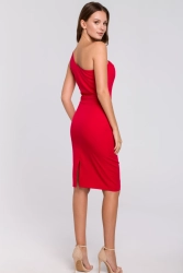 Elegancka sukienka na jedno ramię ołówkowa czerwona