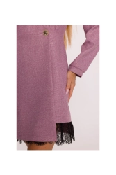 Elegancka sukienka tweedowa trapezowa kopertowa różowa