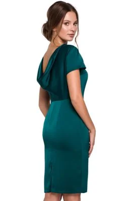 Sukienka wieczorowa satynowa z dekoltem na plecach zielona