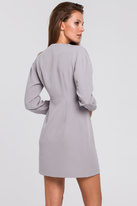 Sukienka elegancka kopertowa asymetryczna mini szara