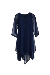 Sukienka wieczorowa oversize szyfonowa asymetryczna granat